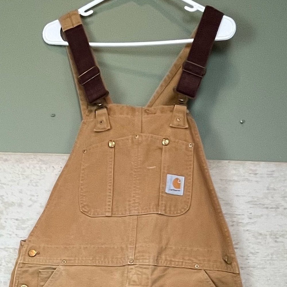 Vintage Mens Carhartt Double Knee Duck Canvas Bib Overalls - Picture 3 of 16